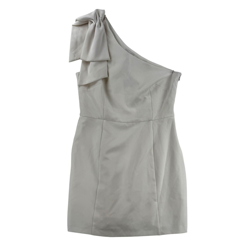 Gianni Bini Dress Womens 12 White One Shoulder Bow Sheath Mini Cocktail NWT